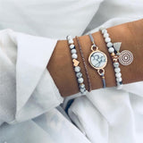 ZORCVENS 5Pcs/lot Bohemian Map Charm Bracelets Set Bangles For Women Multilayer Crystal Beads Heart Bracelet Gift