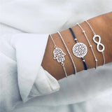 ZORCVENS 5Pcs/lot Bohemian Map Charm Bracelets Set Bangles For Women Multilayer Crystal Beads Heart Bracelet Gift