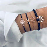 ZORCVENS 5Pcs/lot Bohemian Map Charm Bracelets Set Bangles For Women Multilayer Crystal Beads Heart Bracelet Gift