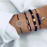 ZORCVENS 5Pcs/lot Bohemian Map Charm Bracelets Set Bangles For Women Multilayer Crystal Beads Heart Bracelet Gift