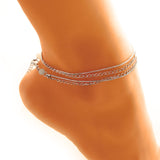 Bohemia Alloy Multi-layers Gold Silver Beads Sequins 3 Pieces Set Bracelet For Women Jewelry Foot Chain Anklets Accessories Gift