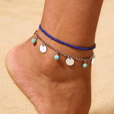 Bohemia Alloy Multi-layers Gold Silver Beads Sequins 3 Pieces Set Bracelet For Women Jewelry Foot Chain Anklets Accessories Gift