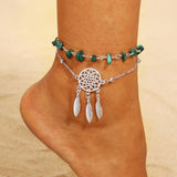 Bohemia Alloy Multi-layers Gold Silver Beads Sequins 3 Pieces Set Bracelet For Women Jewelry Foot Chain Anklets Accessories Gift